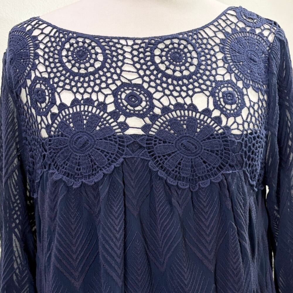 Holding Horses Size S‎ Augusta Swing Dress Crochet Lace Navy Cottagecore Boho - Picture 11 of 12